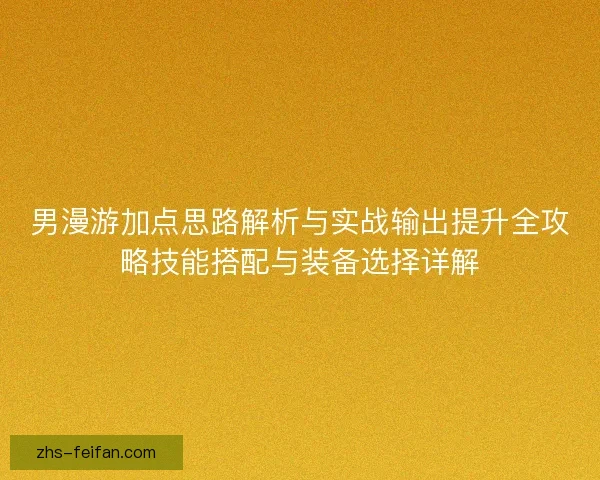 男漫游加点思路解析与实战输出提升全攻略技能搭配与装备选择详解